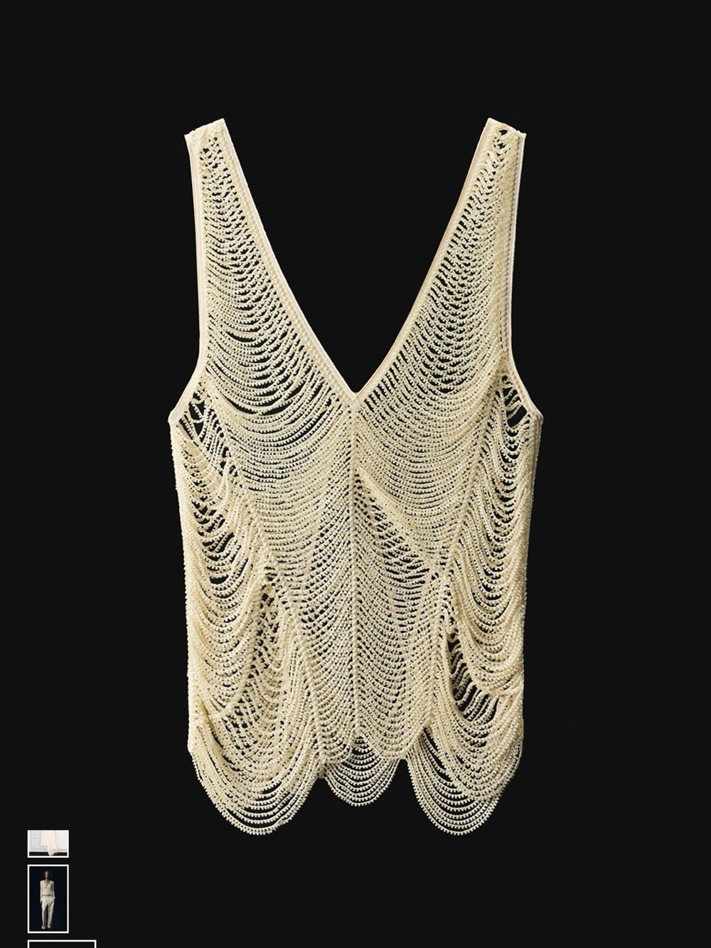 Zara NWT ZW Collection Beaded Top in Ecru size M - Picture 4 of 8